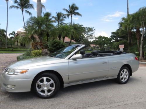 Clean 02 toyota solara sle v/6 conv-leather-1 fl owner-only 70k-no reserve-wow!