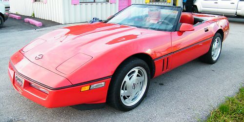 1989 red corvette convertible 2 owner 62k miles black top autom new tires