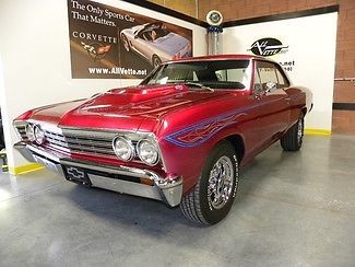 1967 red chevelle malibu coupe custom! 350-300h.p. 4speed frame-off l88 hood