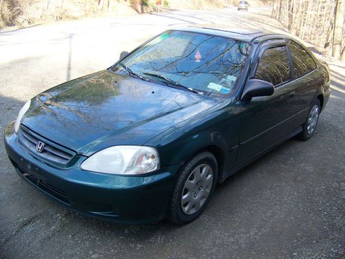 1999 honda civic dx, 2 door coupe, auto, hunter green, tinted windows, sporty