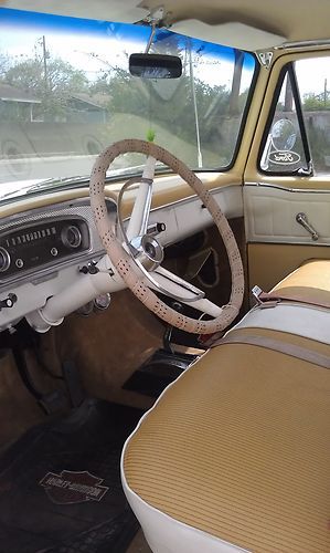 Yellow and white 1965 ford f100 shortbed