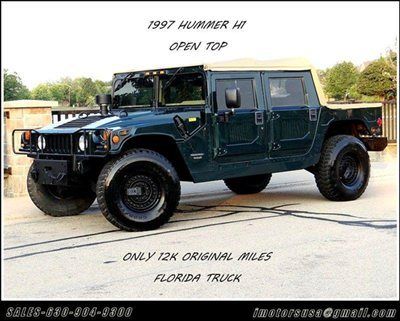 1997 hummer h1 open top green/tan only 12k original miles pw/pl winch fl truck!!