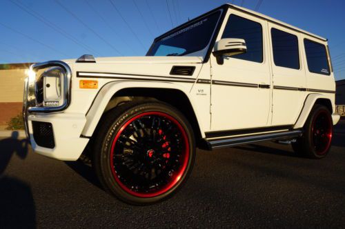 2014 mercedes g63 white over red with 24&#034; forgiato&#039;s anodized red w/pirelli