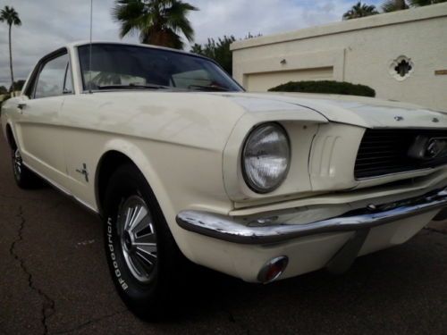 1966 ford mustang coupe r code california wimbledon white &amp; poppy red az pony ~
