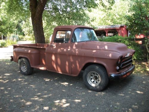1957 chevy pickup, 1/2 ton, 6cyl 235, 3 speed trans w/overdrive, a nice survivor