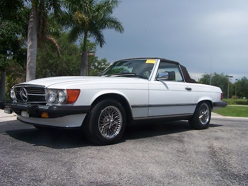 1989 sl560 sl 560 florida car one owners clean car fax 92,416 miles white &amp; tan
