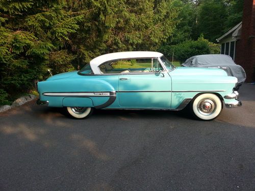 1954 cherolet 2dr hardtop(no post) turquoise&amp;white interior&amp; exterior