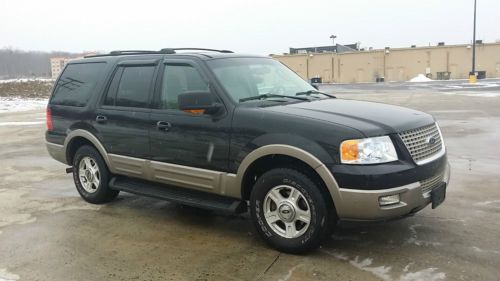 2003 ford expedition 4x4 leather sun roof 5.4l 115k new tires suv black tan...