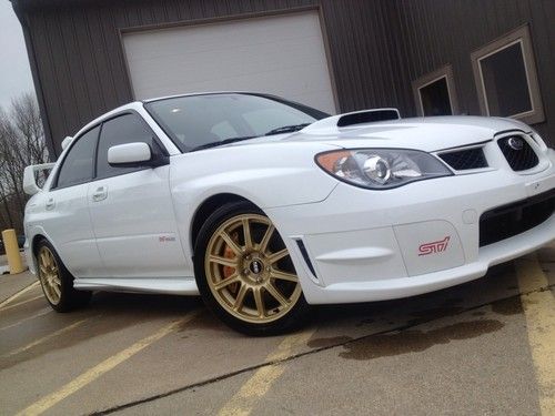 2006 subaru sti - 45k miles - aspen white / gold bbs modified - mint condition!