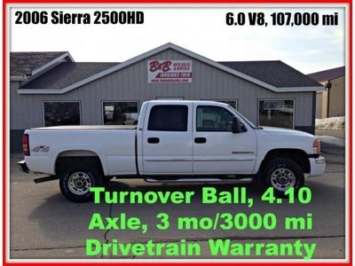 6.0l 4x4 crew cab, sle, white, 4wd, gas, 3 mo/3000 mile drivetrain warr 1 owner