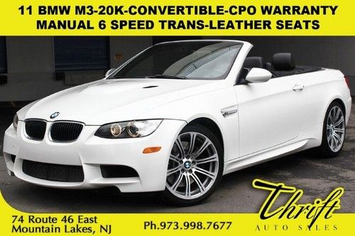 11 bmw m3-20k-convertible-cpo warranty-manual 6 speed trans-leather seats