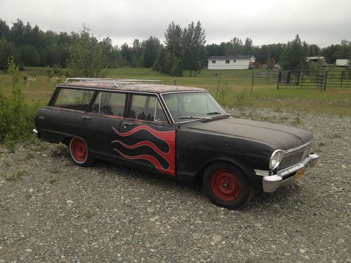 1963 chevy nova wagon. 283 v8. 3 speed on the floor. runs great. no reserve.