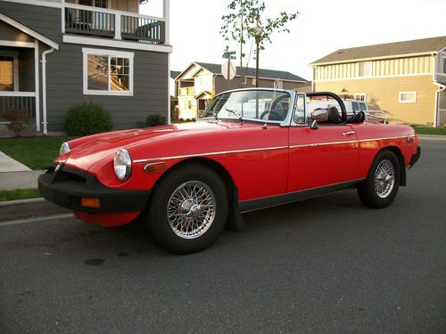 1979 mg mgb sports car vermillion red wire wheel convertible