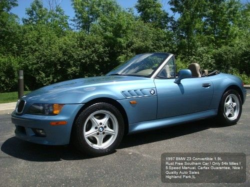 1997 bmw z3 convertible low miles 54k carfax certified 5 speed a/c like new !