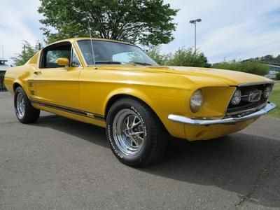 1967 mustang gt s-code  / 4 speed  \  special order sunflower yellow fastback