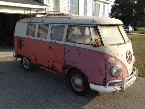 1963 volkswagen bus w/sunroof, cargo rack, trailer, cabinets/fridge, and parts