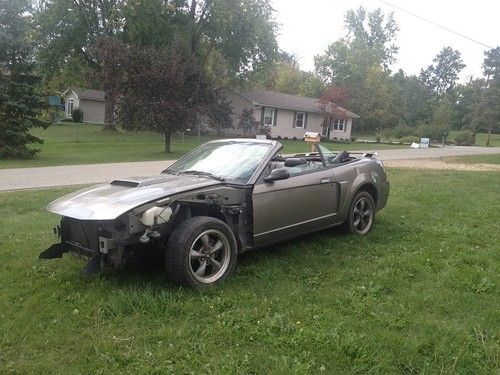 02 mustang gt premium convertible, wrecked, clean title, easy fix, no reserve!