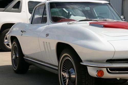 1965 corvette coupe 300hp 4 speed knock offs nicely restored white on red