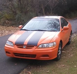 Custom paint orange w/ black fat stripes