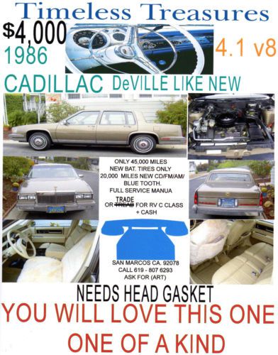 1986 cadillac deville touring sedan 4-door 4.1l