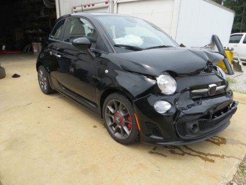 2013 fiat 500 abarth hatchback damaged repairable 13 black wrecked salvage