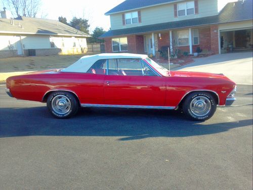 1966, chevelle, convertible, red , 283, white top, ralleys,