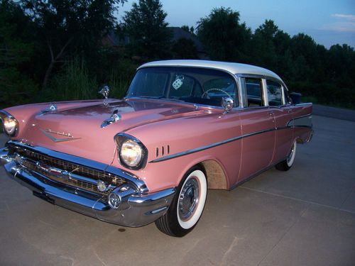 Belair Auto Auction >> Sell used 1957 Canyon Coral w/India Ivory White Top 4 Door Belair Post V-8 Auto Very Nice in ... Belair Auto Auction >> Sell used 1957 Canyon Coral w/India Ivory White Top 4 Door Belair Post V-8 Auto Very Nice in ...
