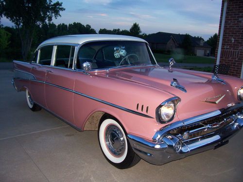 Bel Air Auto Auction >> Sell used 1957 Canyon Coral w/India Ivory White Top 4 Door ... Bel Air Auto Auction >> Sell used 1957 Canyon Coral w/India Ivory White Top 4 Door ...
