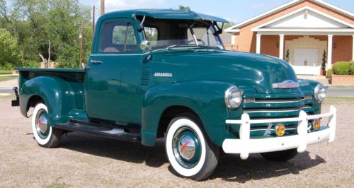 1952 chevy 3100 pickup 235, 3 speed w/ electric o/d, ac, restored