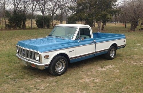 1972 chevy c/10 custom orig.factory bb 400 w/th 400 auto med.blue tx truck .....