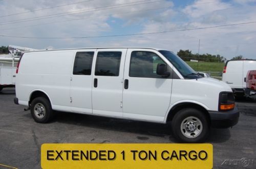 2007 work van used 4.8l v8 cargo extended chevy white clean 3500 shelves service