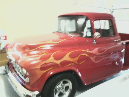 1955 chevrolet stepside pickup truck,custom,chrome ,billit,zz4 dr zeus flames