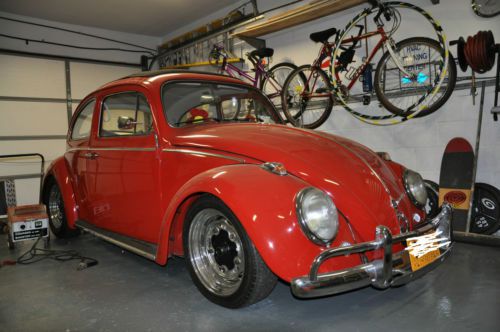 Vw bug beetle ragtop ruby red original california car