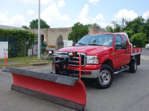 Ford f-350 xlt 4x4 6.0l diesel western pro plow stake flat bed no reserve