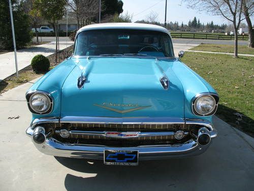 1957 chevy bel air hardtop 350 supercharged 700r4 ford 9" 4 wheel disc a/c