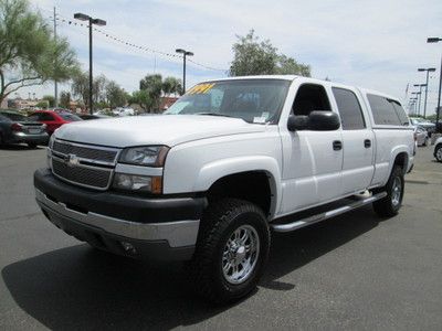 2005 4X4 4WD 8.1L V8 WHITE AUTOMATIC CREW CAB PICKUP TRUCK CAMPER SHELL, image 1