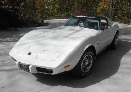 1975 corvette coupe 5.6k orig miles all original white/silver leather *loaded*