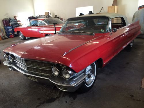1962 cadillac convertible ac bucket seats red on red with white top no reserve
