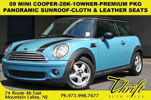 09 mini cooper-28k-1owner-premium pkg-panoramic sunroof-cloth &amp; leather seats