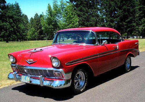 1956 chevrolet bel air 2 door hard top, v8, 4 speed, red, chevy, great driver 56