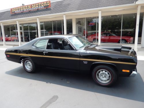 1972 plymouth duster factory black 340 buckets with console mopar muscle