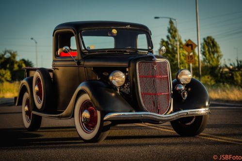 1935 ford pickup retro rod flat head mercury v8 custom matte black cool ride!