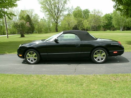2002 black convertible ford thunderbird - low miles - classic 1955 style!