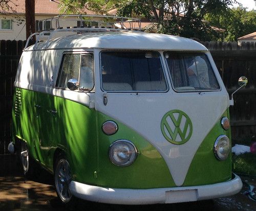 1965 volkswagen custom shortened body bus safari window windshield lime green