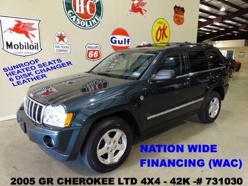 05 grand cherokee limited 4x4,sunroof,htd lth,6 disk cd,17in whls,42k,we finance