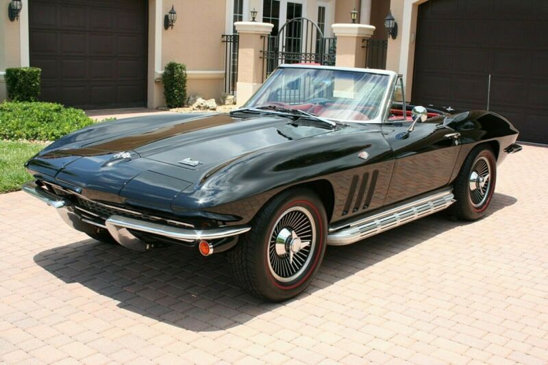 1966 chevrolet corvette convertible l79 350hp blackred 4-speed side pipes