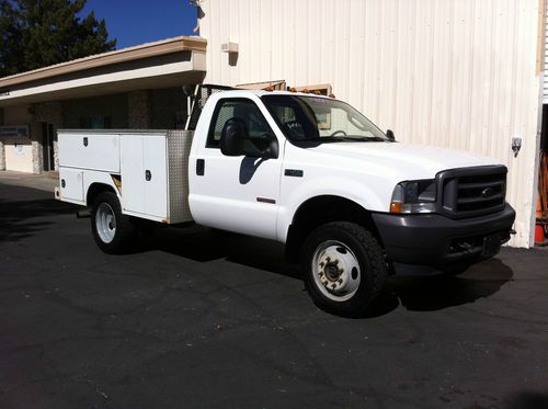 2003 ford f450 reg-cab,4x4  6.0 powerstroke trbo diesel, 6sp, dually utility bed