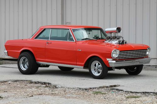 63 chevy 2 door coupe hard top 350 671 blower orange black turbo trans posi auto