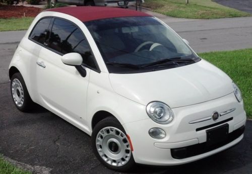 2013 fiat 500c pop cabrio convertible, white with red accent