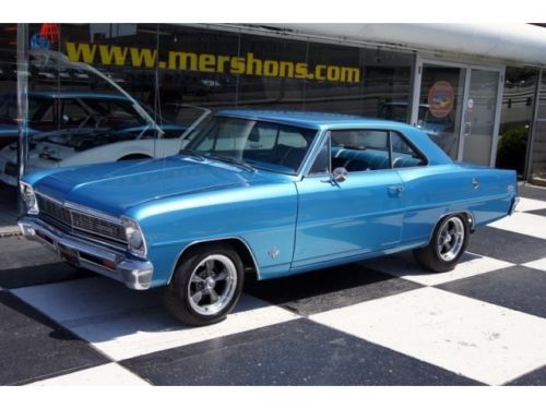 1966 chevrolet nova 406 v8 with 700r4 automatic marina blue with blue interior